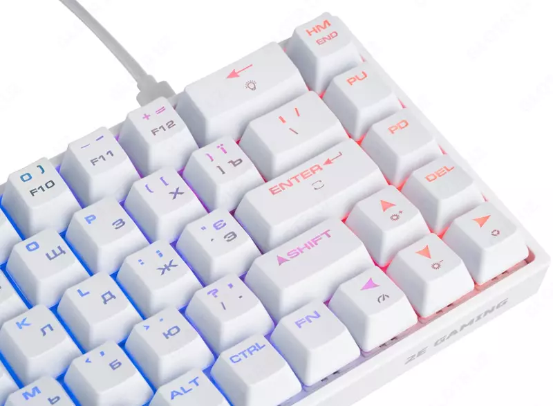 Simli o'yin klaviaturasi "2E GAMING" Gateron KG370 RGB USB (Art. № - 2E-KG370UWT-RD) Oq