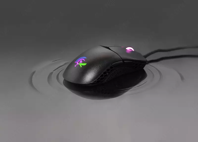 Simli o'yin sichqonchasi "Ducky" Feather, USB, RGB (Art. - DMFE20O-OAAPA7B) Qora