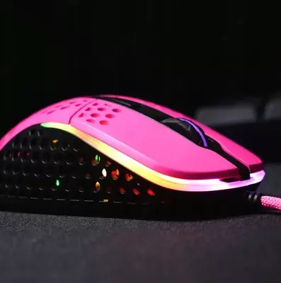 Проводная игровая мышь "Xtrfy" M4, RGB, USB (Арт. - XG-M4-RGB-PINK) Розовая/серая