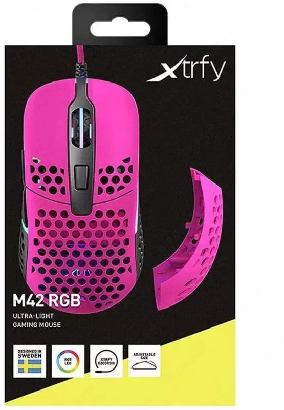 Проводная игровая мышь "Xtrfy" M42, RGB, USB (Арт. - XG-M42-RGB-PINK) Розовая/серая