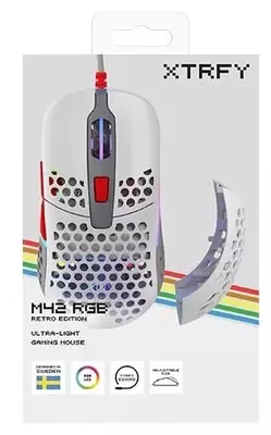 Simli o‘yin sichqoni "Xtrfy" M42, RGB, USB (Art. - XG-M42-RGB-RETRO) Retro/oq