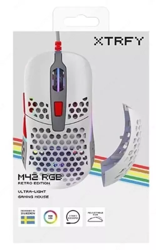 Проводная игровая мышь "Xtrfy" M42, RGB, USB (Арт. - XG-M42-RGB-RETRO) Ретро/белая