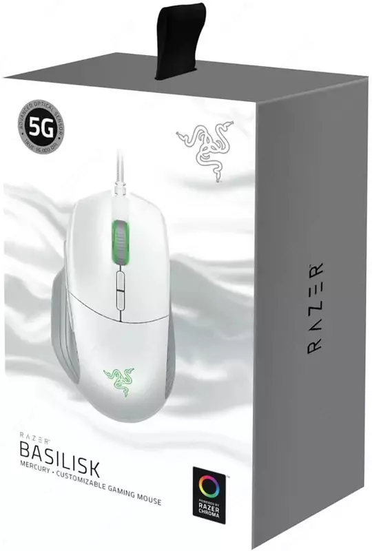 Проводная игровая мышь "Razer" Basilisk Mercury, USB, RGB (Арт. - RZ01-02330300-R3M1) Белая