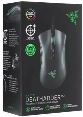 Проводная игровая мышь "Razer" DeathAdder V2, USB, RGB (Арт. - RZ01-03210100-R3M1) Черная