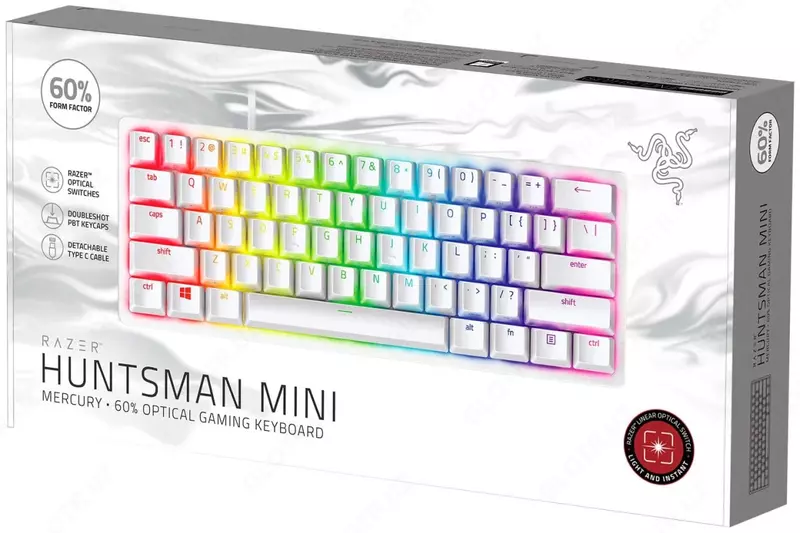 Simli o'yin klaviaturasi "Razer" Huntsman Mini, USB RGB (Art. - RZ03-03390400-R3M1) Oq