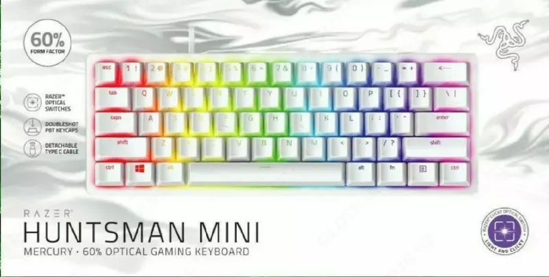 Проводная игровая клавиатура "Razer" Huntsman Mini, USB RGB (Арт. - RZ03-03390300-R3M1) Белая