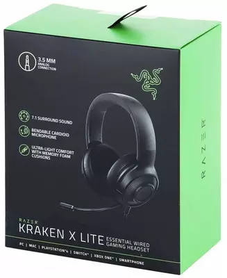"Razer" Kraken X Lite kompyuter uchun o'yin eshitish vositasi (Art. - RZ04-02950100-R381) Qora