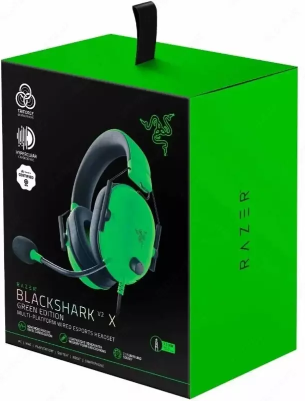 Kompyuter "Razer" Blackshark V2 X uchun o'yin eshitish vositasi (Art. No - RZ04-03240600-R3M1) Yashil/Qora