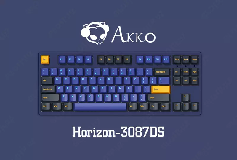 Механическая игровая клавиатура "Akko" 3087 Horizon DS, USB (Арт. - A3087_H_CSR) Черная/Синяя