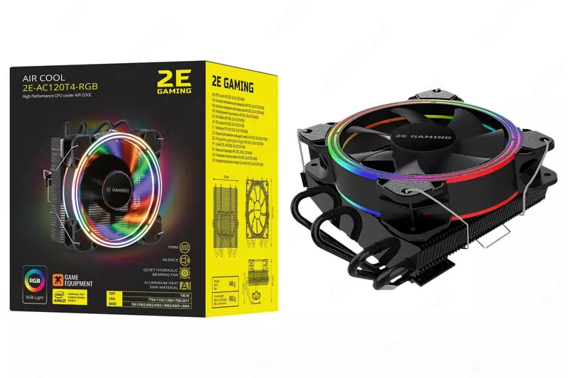 CPU sovutgichi "2E GAMING" AC120T4-RGB, 120 mm (Art. - 2E-AC120T4-RGB) YANGI
