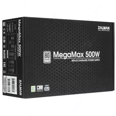 Блок питания "Zalman" MegaMax 500-TXII, 500W (Арт. - ZM500-TXII) Черный