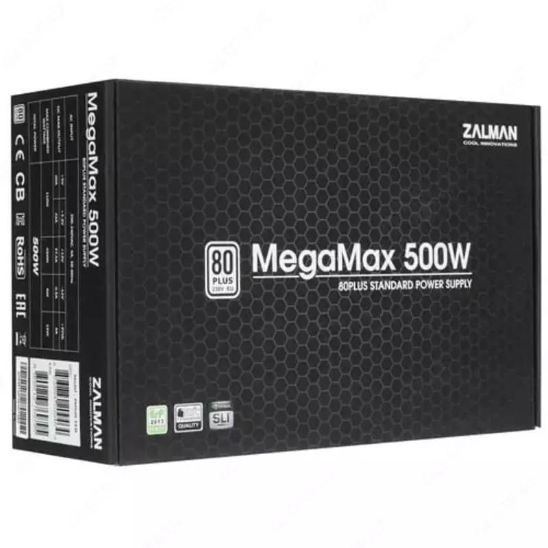 Блок питания "Zalman" MegaMax 500-TXII, 500W (Арт. - ZM500-TXII) Черный