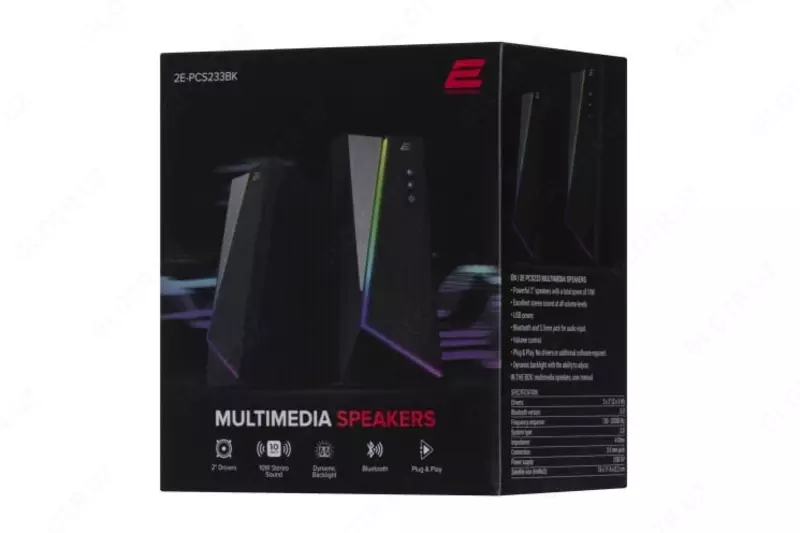 Акустическая система (Колонки) "2E" PCS233 RGB, 2.0, USB (Арт. - 2E-PCS233BK) Черная