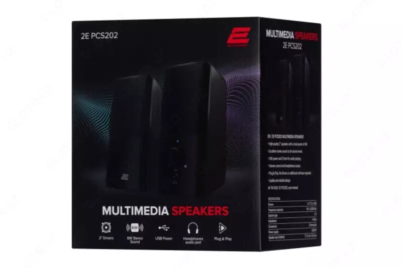 Akustik tizim (dinamiklar) "2E" PCS202, 2.0, USB (Art. - 2E-PCS202BK) Qora