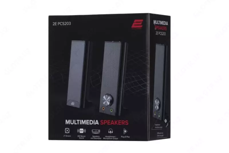 Akustik tizim (dinamiklar) "2E" PCS203, 2.0, USB (Art. - 2E-PCS203BK) Qora metall