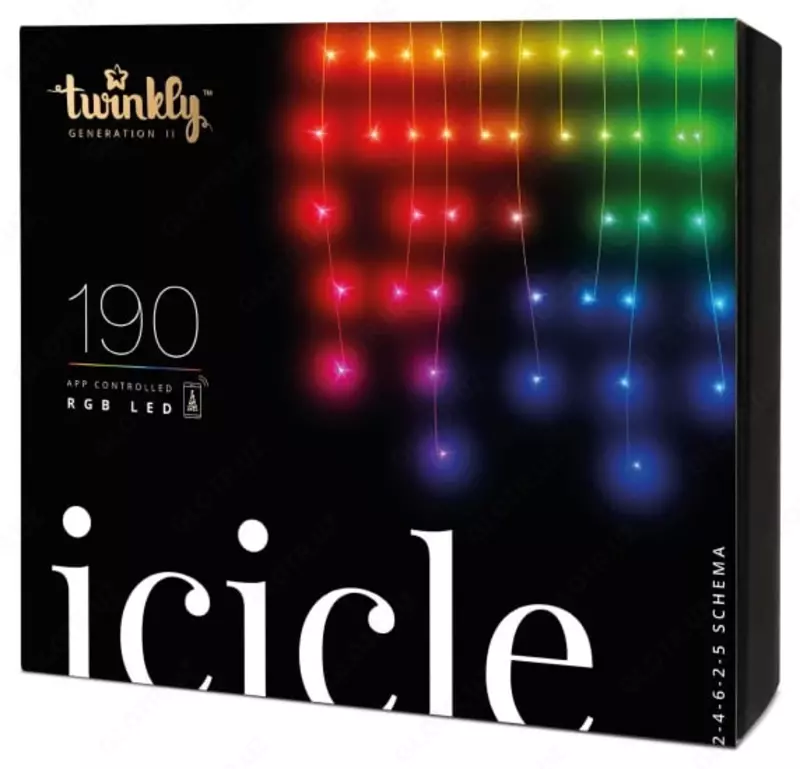 Смарт гирлянда "Twinkly" Icicle, RGB 190, дл. 5 м (Арт. - TWI190STP-TEU)