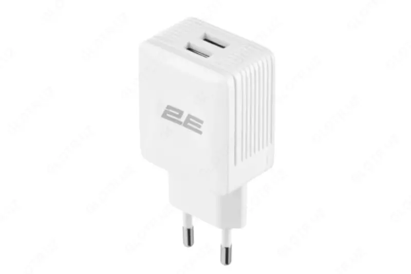 Zaryadlash moslamasi to'plami "2E" Devor zaryadlovchisi Dual, USB-A, 2,4A (Art. № - 2E-WC4USB-W) Oq