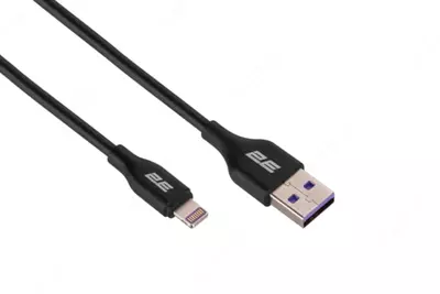 Ulanish va sinxronlash uchun kabel "2E" USB-A - Lightning, 1 m (Art. - 2E-CCLAC-BLACK) Qora