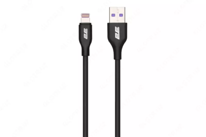 Кабель для подключения и синхронизации "2Е" USB-A - Lightning, 1 м (Арт. - 2E-CCLAC-BLACK) Черный