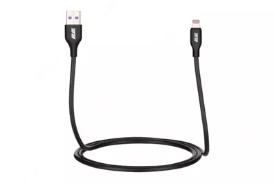 Ulanish va sinxronlash uchun kabel "2E" USB-A - Lightning, 1 m (Art. - 2E-CCLAC-BLACK) Qora