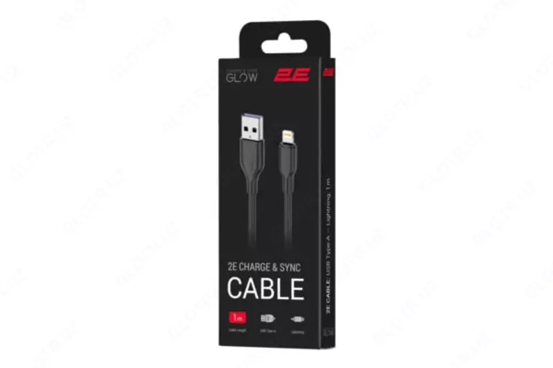 Кабель для подключения и синхронизации "2Е" USB-A - Lightning, 1 м (Арт. - 2E-CCLAC-BLACK) Черный