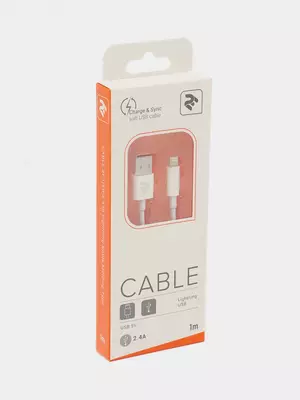 Кабель для подключения и синхронизации "2Е" USB-A - Lightning Molding Type, 1 м (Арт. - 2E-CCLAB-WT) Белый