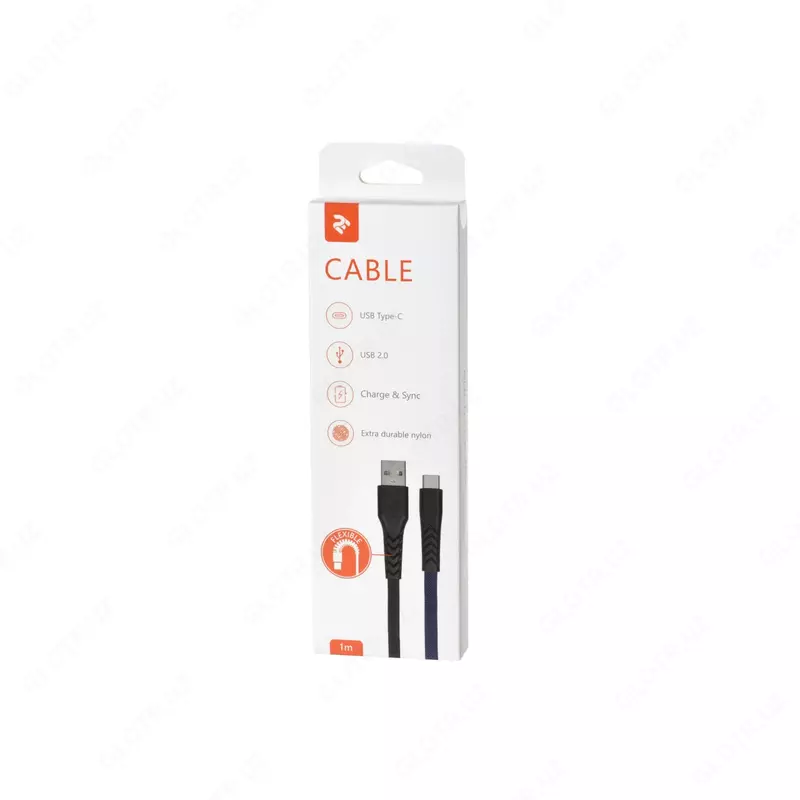 Кабель для подключения и синхронизации "2Е" USB-2.0 - Type-C, 1 м (Арт. - 2E-CCTT-1MBL) Черный/синий