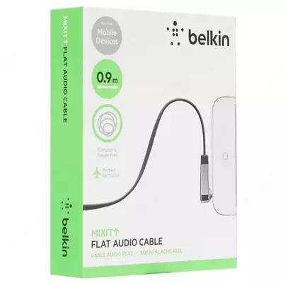 Qurilmalarni ulash uchun kabel "Belkin" raz'em 3,5 mm - 3,5 mm Mixit, 0,9 m (Art. No - AV10128cw03-BLK) Qora