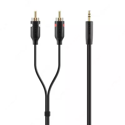 Qurilmalarni ulash uchun kabel "Belkin" raz'em 3,5 mm - M/RCA-Mx2, 2 m (Art. - F3Y116bt2M) Qora