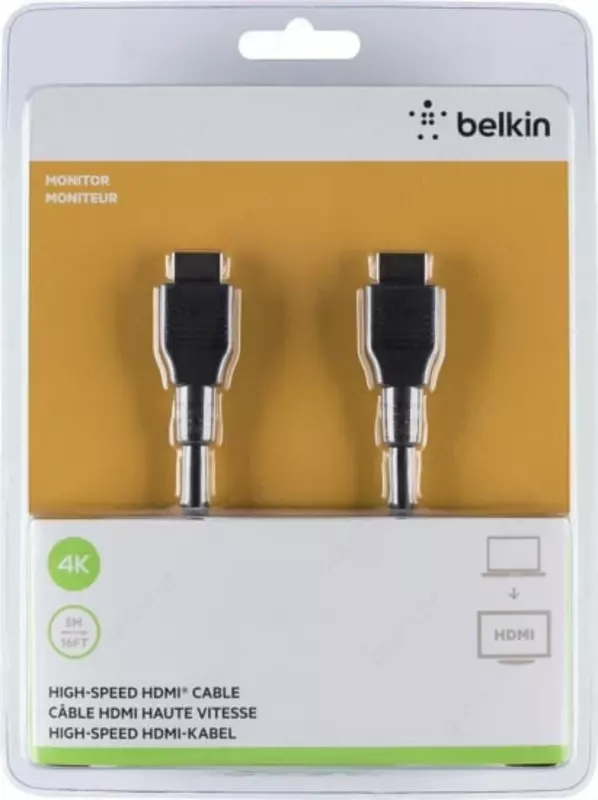 "Belkin" video qurilmasini ulash uchun kabel HDMI (AM/AM), 5 m (Art. - F3Y020BT5M) Qora