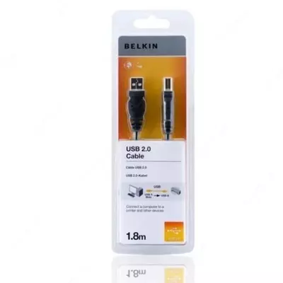 Кабель для подключения и синхронизации "Belkin" USB 2.0 (AM/BM) DSTP, 1.8 м (Арт. - F3U154bt1.8M) Черный