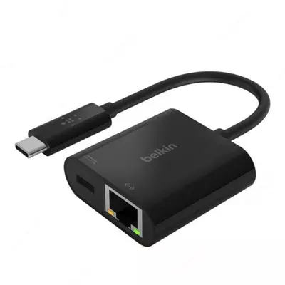 Adapter "Belkin" USB-C - Ethernet 60W PD (Art. - INC001btBK) Qora