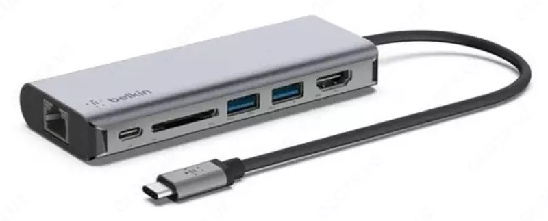 Адаптер "Belkin" USB-C 6in1 Multiport Dock (Art. - F4U092btSGY) Серый