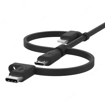 Универсальный кабель "Belkin" USB 2.0 Micro USB/USB-C/ Lightning Connectors, 1.2 m (Art. - F8J050bt04-BLK) Черный