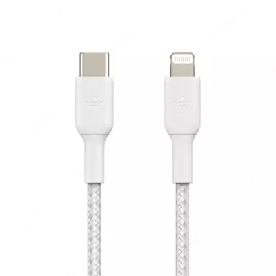 Кабель "Belkin" USB-A - Lightning, BRAIDED, 1 m (Art. - CAA002BT1MWH) Белый