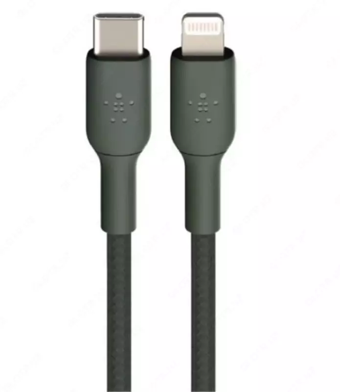 Кабель "Belkin" USB-С - Lightning, PVC, 1 m (Art. - CAA003BT1MMG) Темно/зеленый