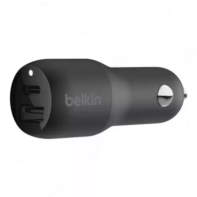 Avtomobil zaryadlovchi  Avtomobil zaryadlovchi "Belkin" 18W Port USB-C, 12W USB-A (Art. No. - F7U100BTBLK) Qora