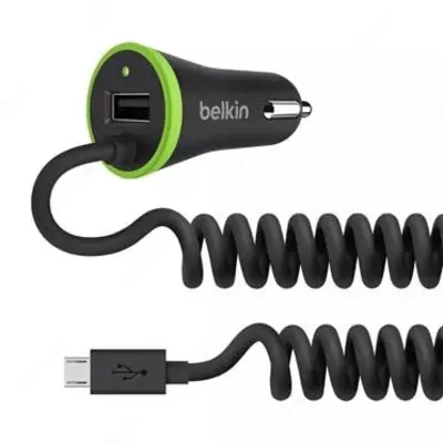 Avtomobil zaryadlovchi  Avtomobil zaryadlovchi "Belkin" 17 Vt USB 3.4A+USB, Micro USB, 1,2 m (Art. - F8M890bt04-BLK) Qora