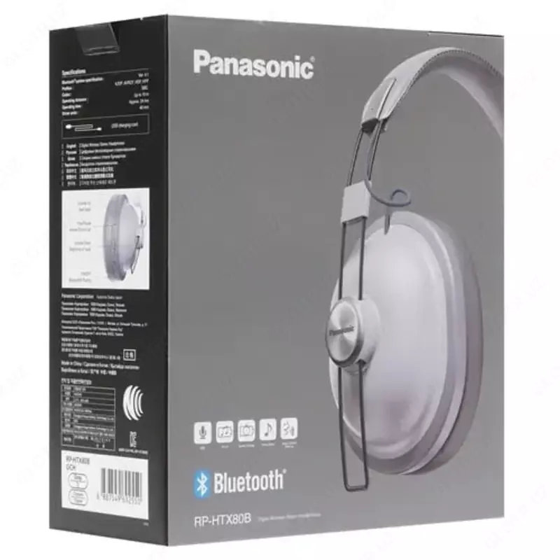 "Panasonic" RP-HTX80BGCH KOMPYUTER uchun simsiz naushnik, Quloq ustidagi mikrofon (Art. № - RP-HTX80BGCH) Kulrang