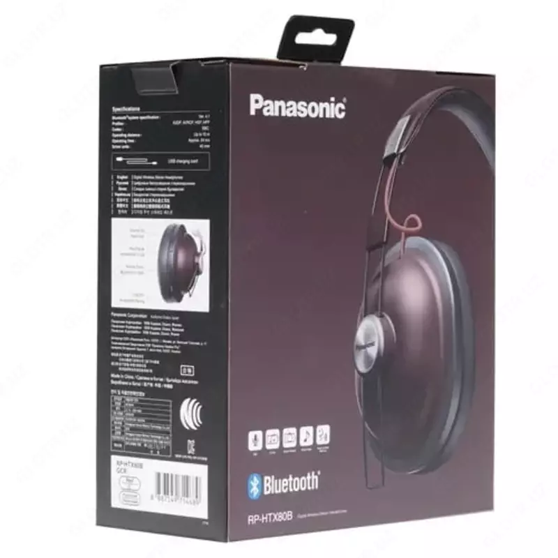 Kompyuter uchun simsiz eshitish vositasi "Panasonic" RP-HTX80BGCR, Quloq ustidagi mikrofon (Art. № - RP-HTX80BGCR) Qizil