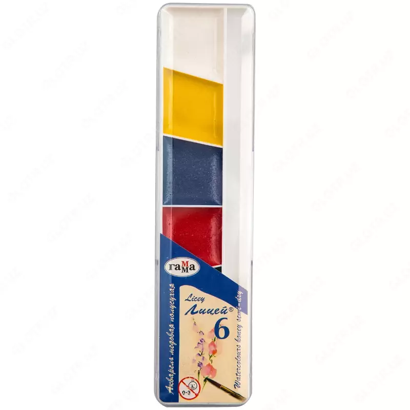 Акварель Гамма Лицей  медовая  06 цветов  без кисти  пластик. упак.