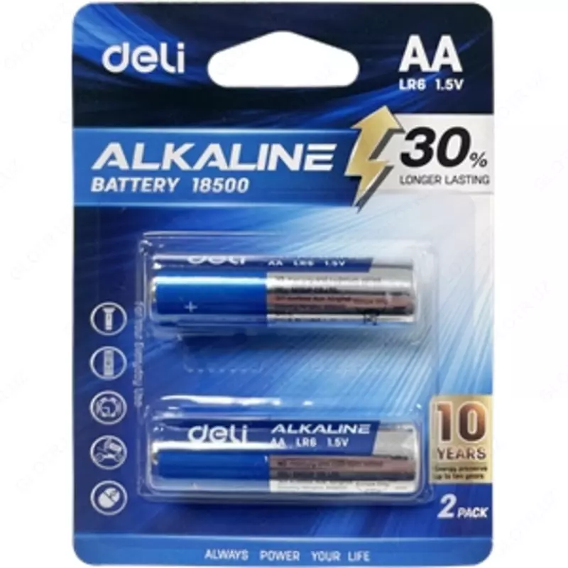 Батарейки AА LR6 1.5V 2шт 18500 Deli (блистер)
