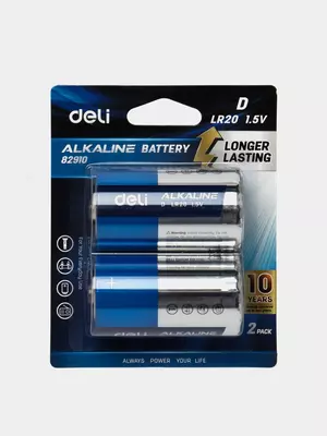 Батарейки D LR20 1.5V 2шт 82910 Deli