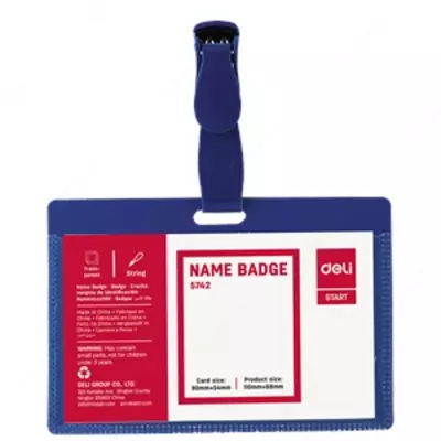 Бейдж гор. с прищ. 90х54 5742 Deli