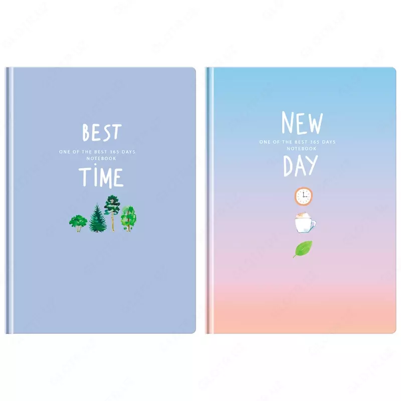 Biznes daftar (A5, 211x146, 192 bet, neon to'q sariq/sariq sahifalar, elastik tasma ushlagichi), qora, ko'k.