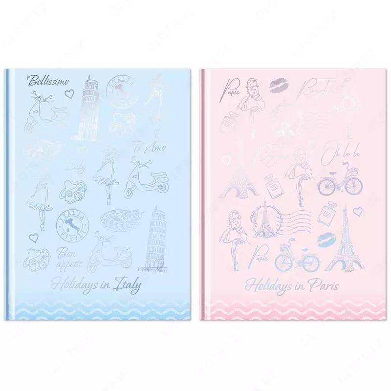 Biznes daftar (A5, 211x146, 192 bet, neon to'q sariq/sariq sahifalar, elastik tasma ushlagichi), qora, ko'k.