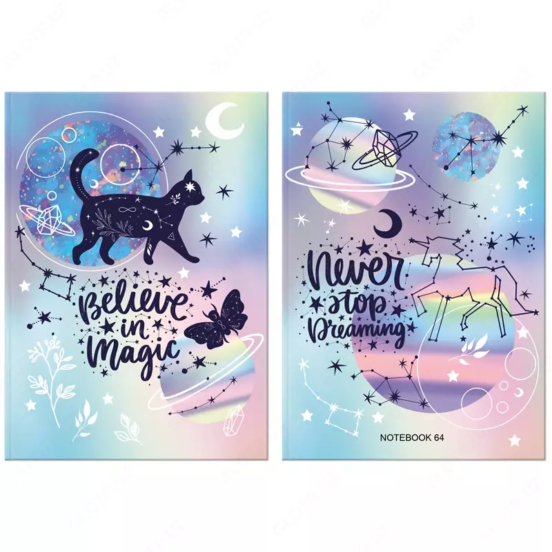 Бизнес-блокнот А6, 64л., ЛАЙТ, BG "Созвездия", матовая ламинация, металлизация