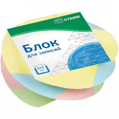 STAMM "Basic" ni yopishtirish bo'yicha yozuvlar uchun blok, 8*8*4sm, o'ralgan, rangli