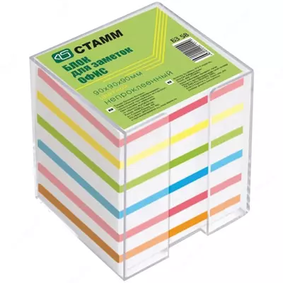 STAMM "Basic" ni yopishtirish bo'yicha yozuvlar uchun blok, 8*8*4sm, o'ralgan, rangli