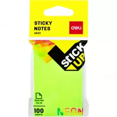 Бумага самокл. 51х76 (цв-неон) 02202 Deli
